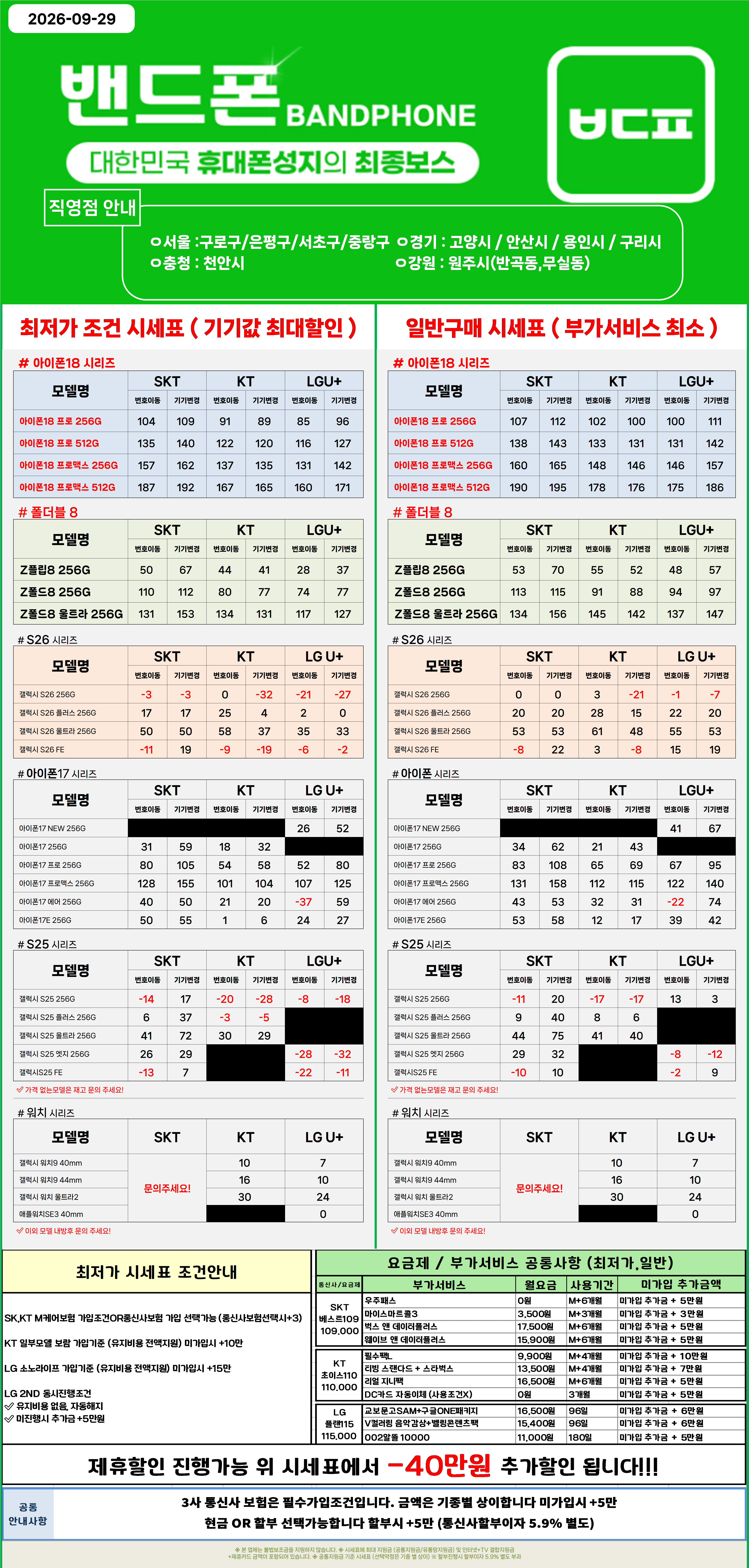 밴드폰 구리점 시세표 사진 7