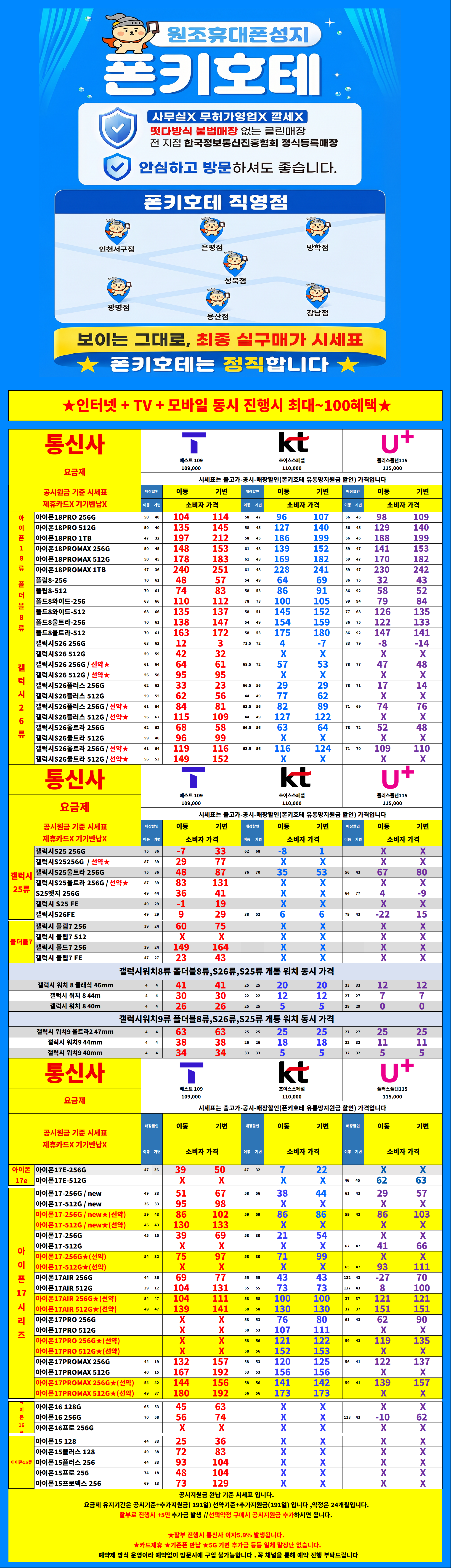 폰키호테 인천서구점 시세표 사진 4